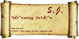 Sárossy Jolán névjegykártya